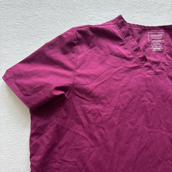Cherokee Workwear Revolution Women Scrub V-Neck Top Shirt 3XL Wine Maroon WW620 - Picture 4 of 13